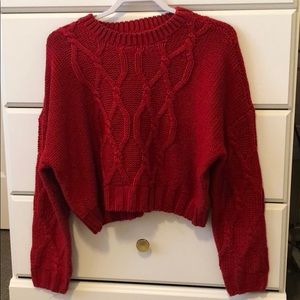 Lush Red Crop Sweater
